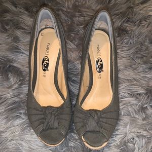 Olive green espadrille wedges